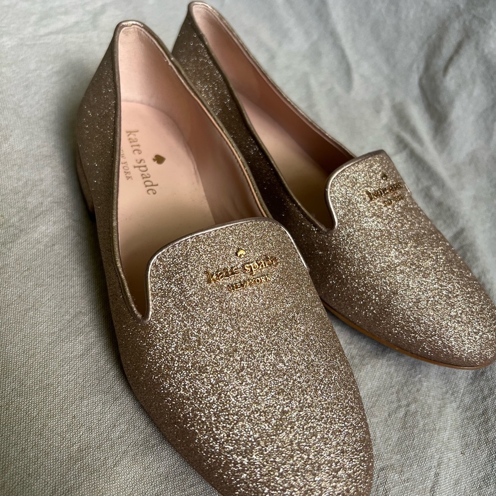 Kate Spade Sparkling Claudia Gold Loafers size 6.5
